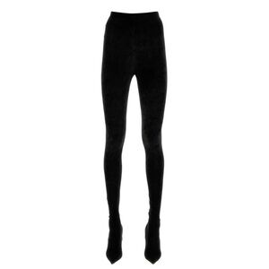 NWOT Balenciaga Black Velvet Pants Boots Heels Sz 38